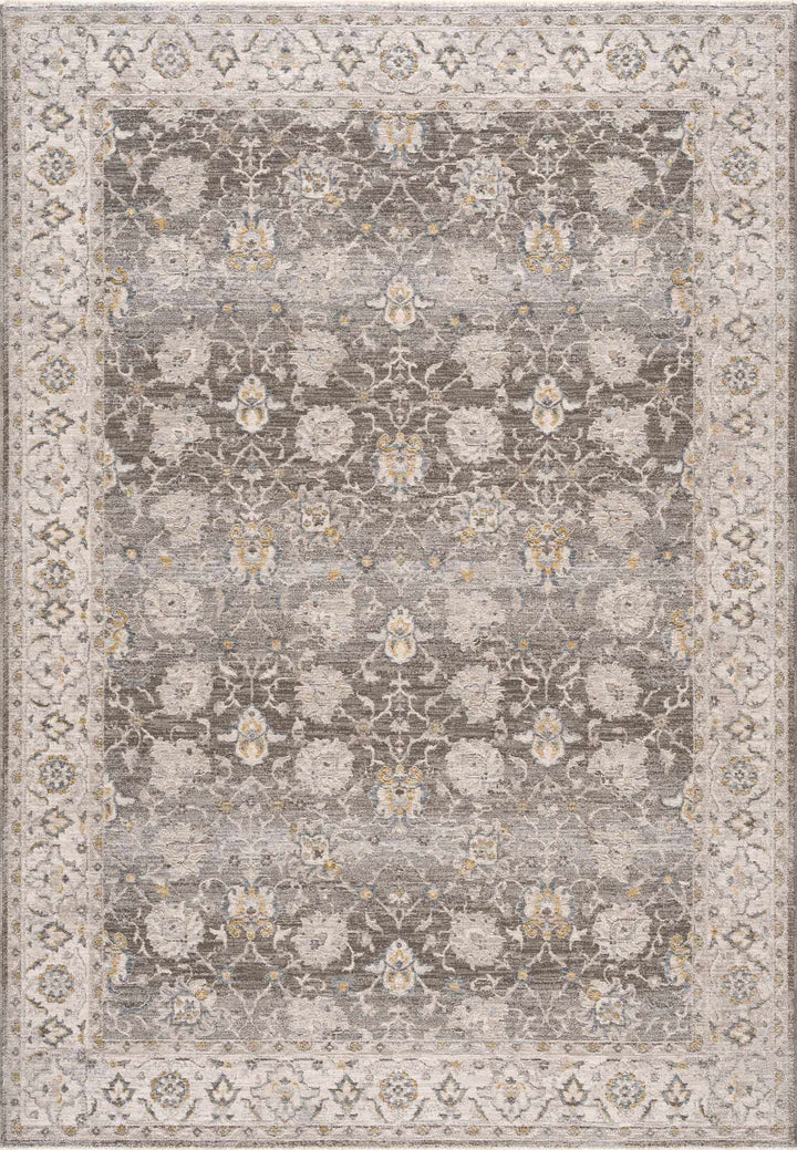 Amaru Traditional Style Gray And Beige Rug with Fringes