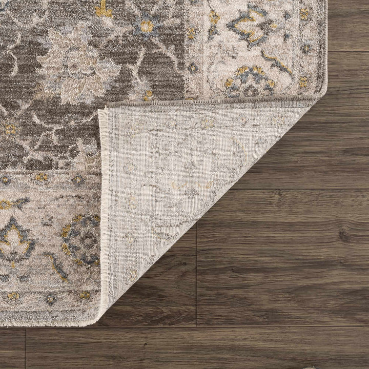 Amaru Traditional Style Gray And Beige Rug with Fringes
