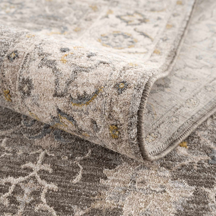 Amaru Traditional Style Gray And Beige Rug with Fringes