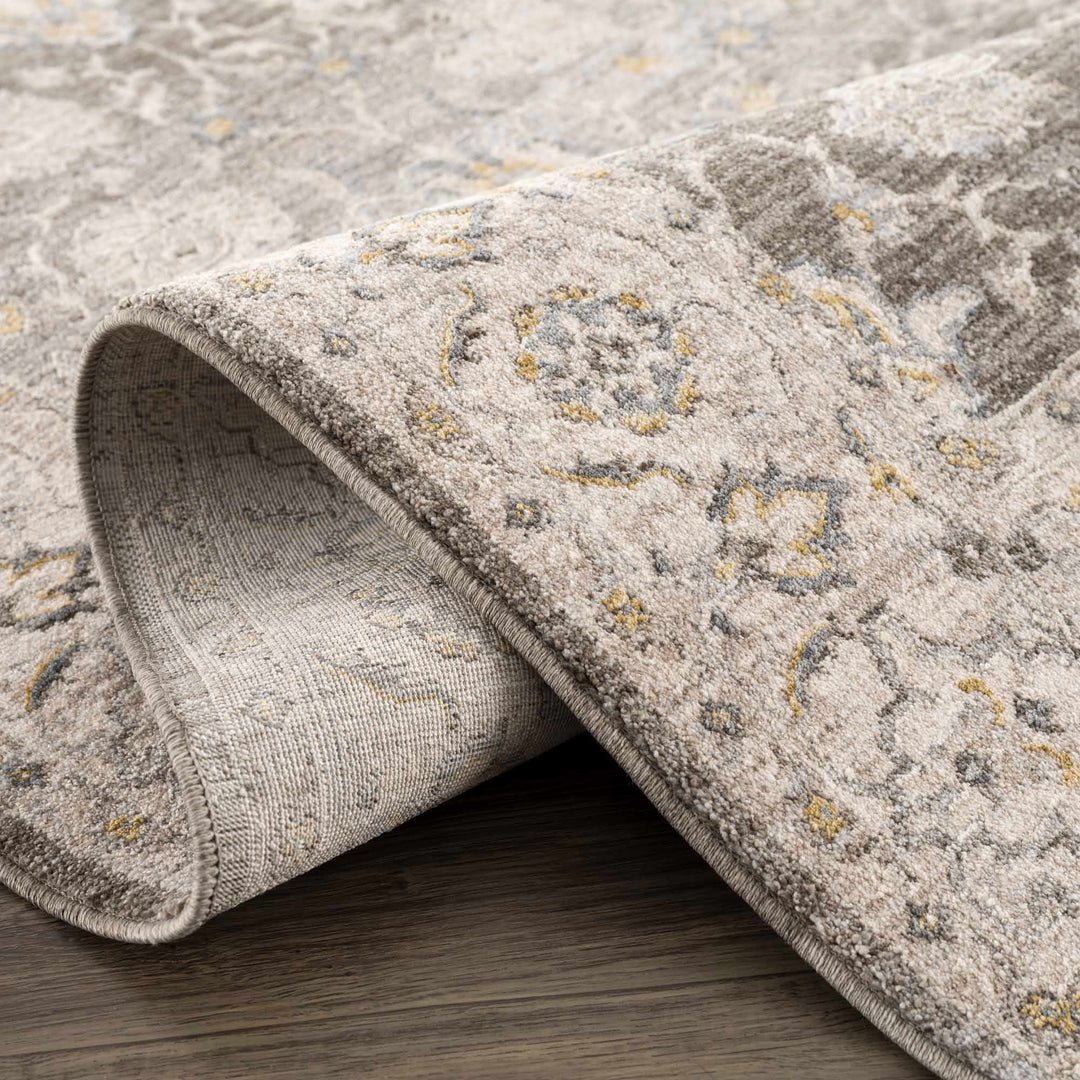 Amaru Traditional Style Gray And Beige Rug with Fringes