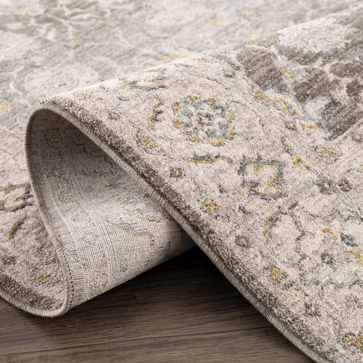 Amaru Traditional Style Gray And Beige Rug with Fringes