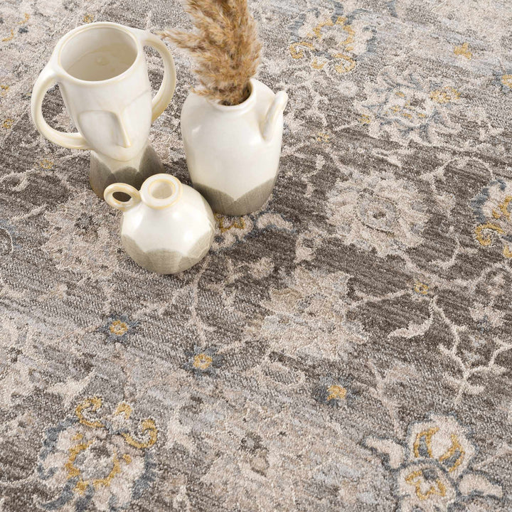 Amaru Traditional Style Gray And Beige Rug with Fringes
