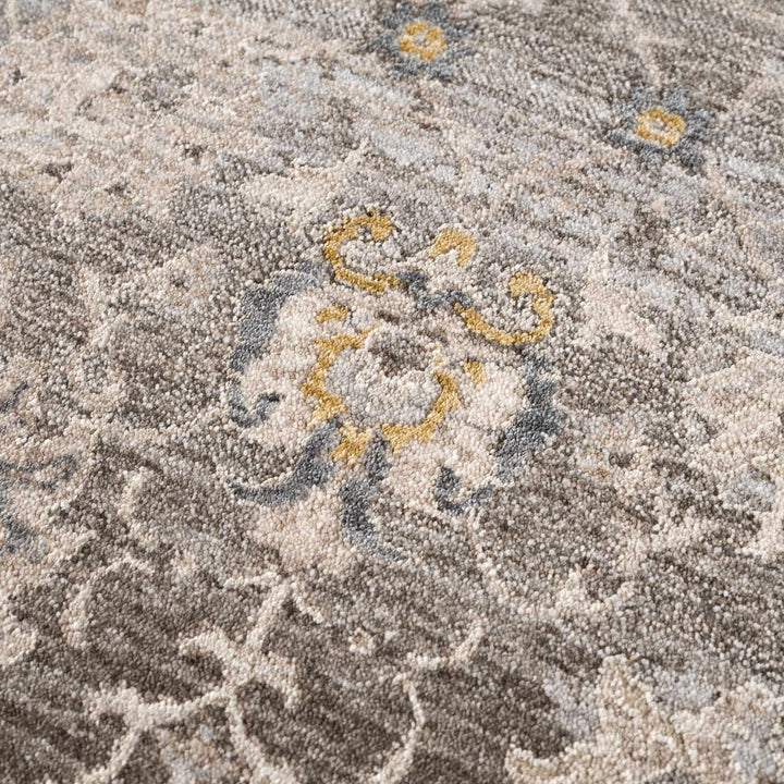 Amaru Traditional Style Gray And Beige Rug with Fringes
