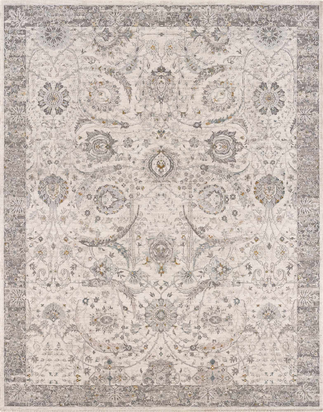 Gauge Traditional Oriental Design Ivory & Gray Rug