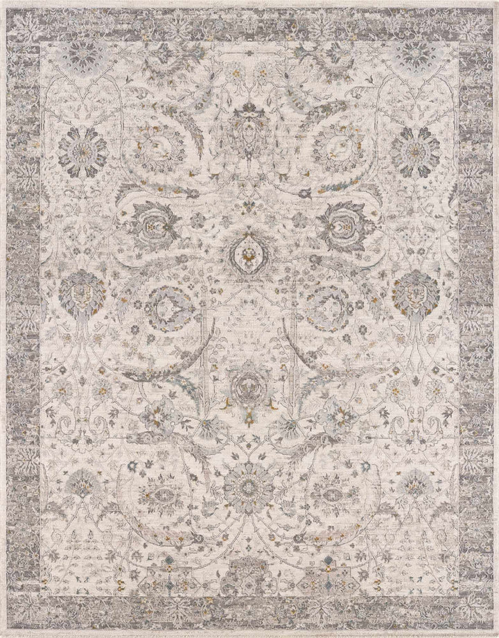 Gauge Traditional Oriental Design Ivory & Gray Rug