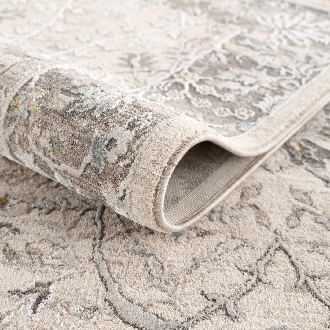 Gauge Traditional Oriental Design Ivory & Gray Rug