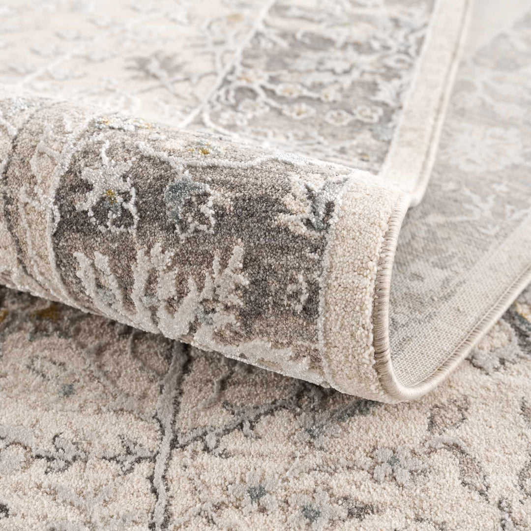 Gauge Traditional Oriental Design Ivory & Gray Rug