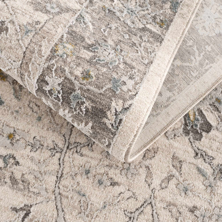 Gauge Traditional Oriental Design Ivory & Gray Rug