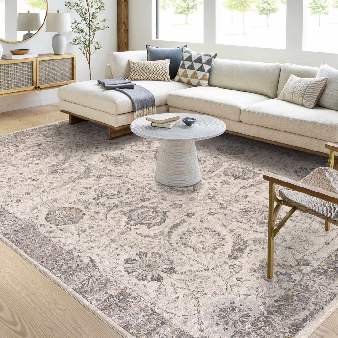 Gauge Traditional Oriental Design Ivory & Gray Rug
