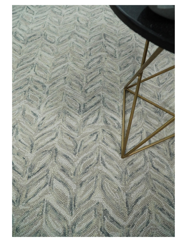 Quick Ship 5x8 Hand Tufted Modern Style Beige And Gray Wool Rug