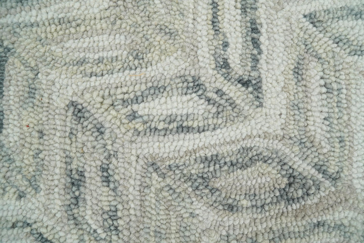 Quick Ship 8x10 Hand Tufted Modern Style Beige And Gray Wool Rug