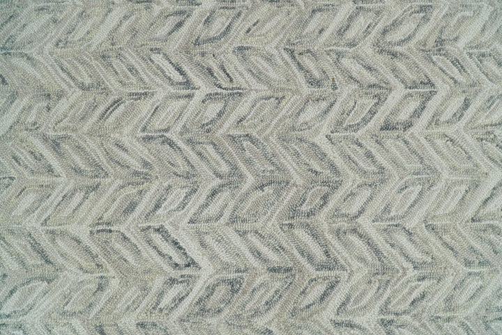 Quick Ship 8x10 Hand Tufted Modern Style Beige And Gray Wool Rug
