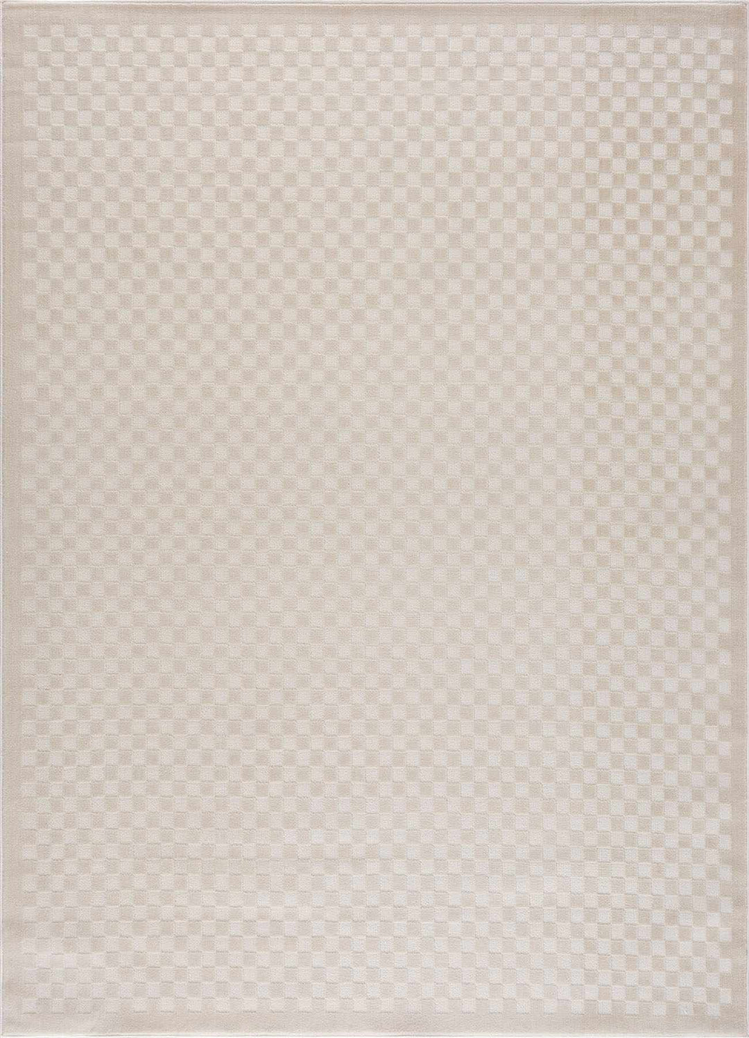 Gaiwan Modern Checkered Pattern Cream Washable Area Rug