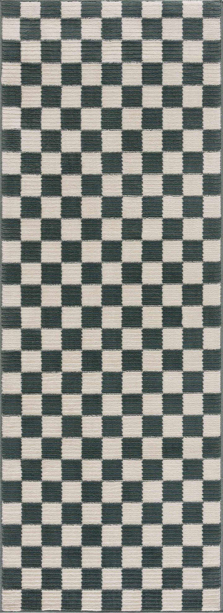 Kaysar Modern Checkered Pattern Green Washable Area Rug