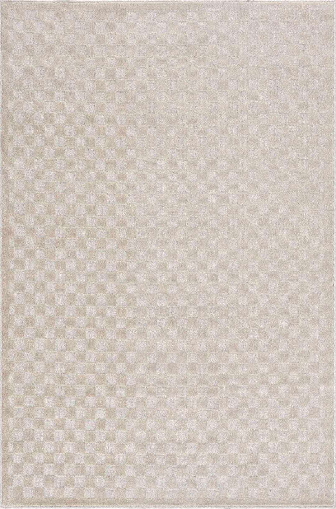 Gaiwan Modern Checkered Pattern Cream Washable Area Rug
