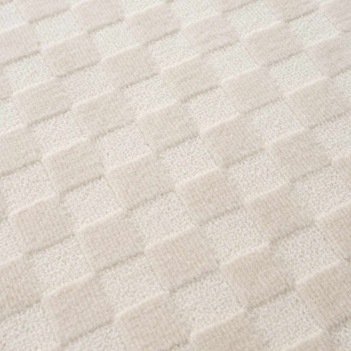 Gaiwan Modern Checkered Pattern Cream Washable Area Rug