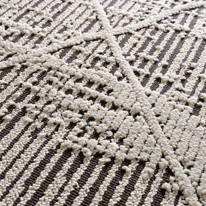 Umay Contemporary Geometrical Ivory And Black Rug