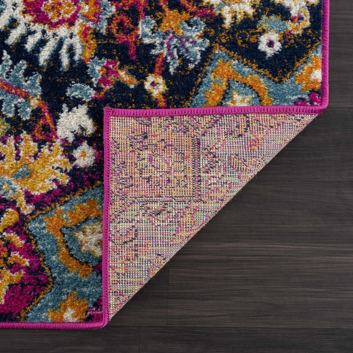 Burnt Traditional Medallion Design Orange & Purple Area Rug