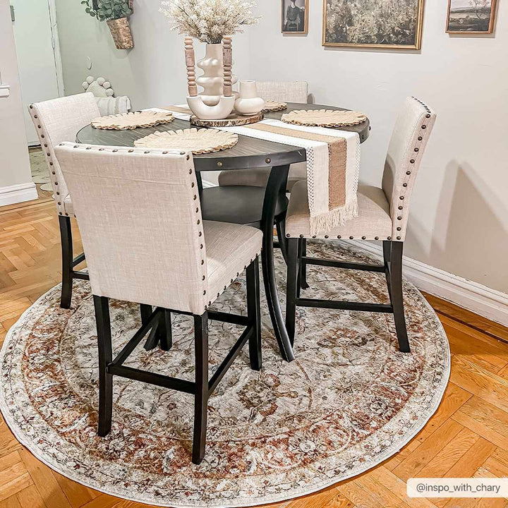 Dyan Traditional Style Rust And Beige Rug with Fringes