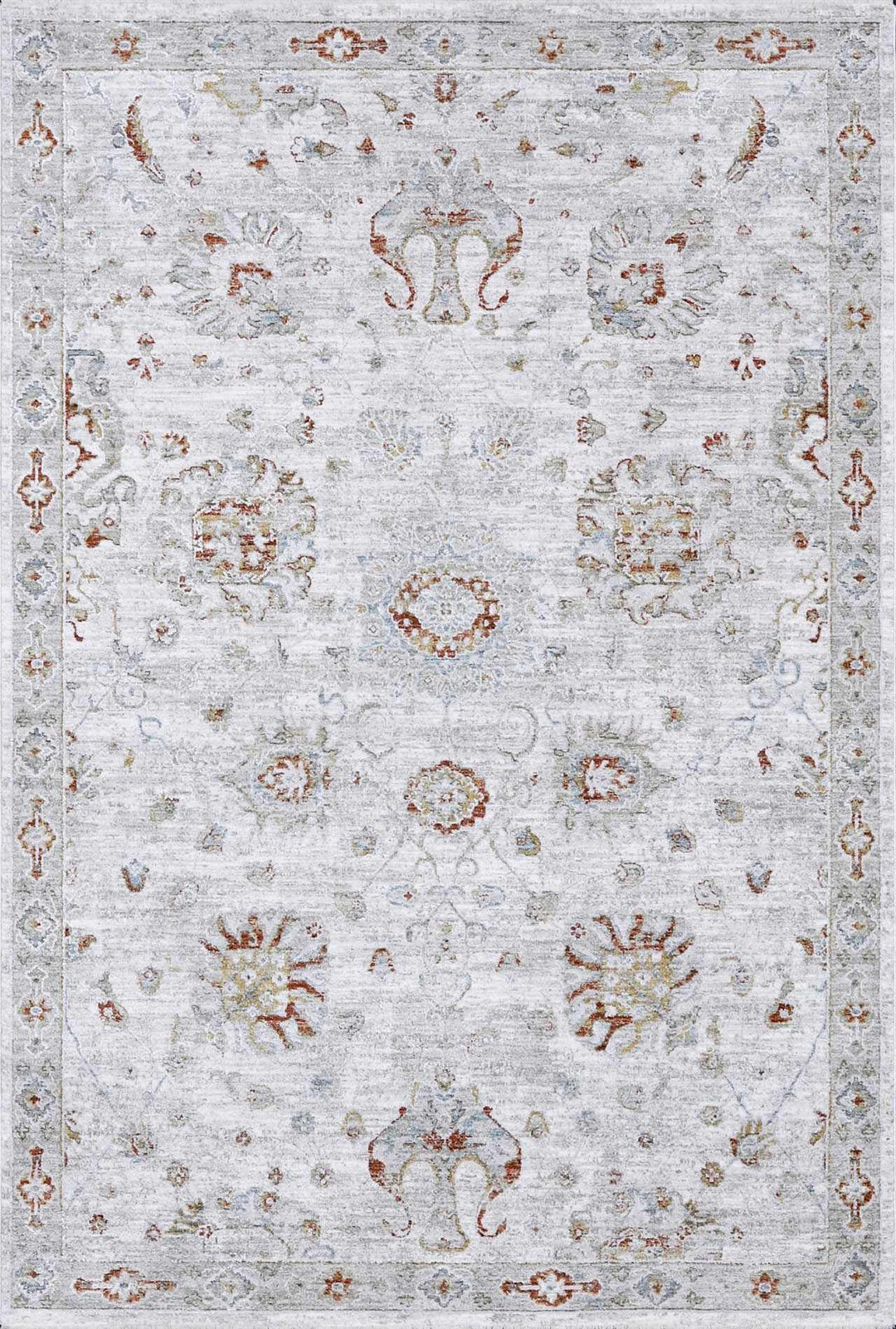 Elimbah Traditional Floral Design Gray And Brown Area Rug