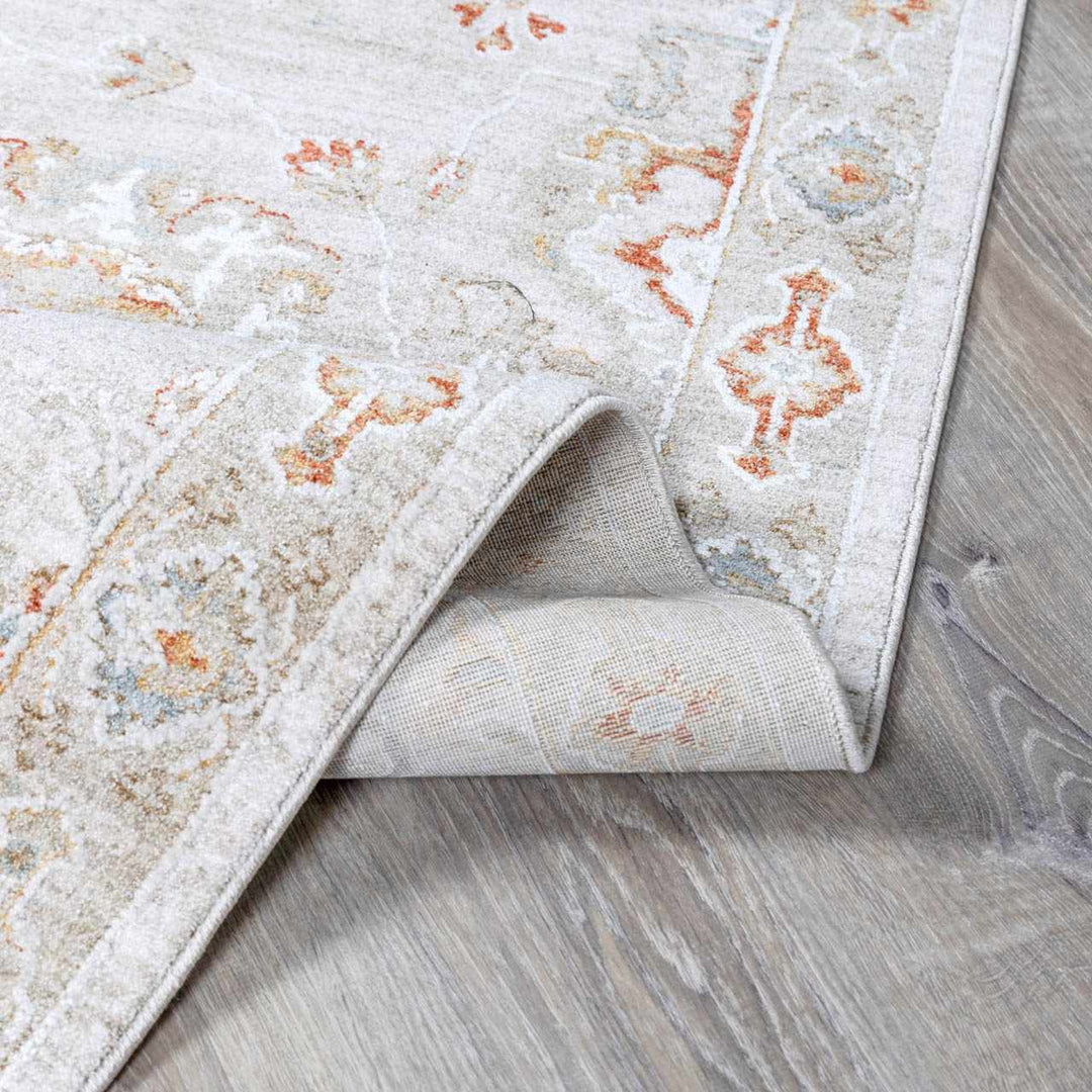Elimbah Traditional Floral Design Gray And Brown Area Rug