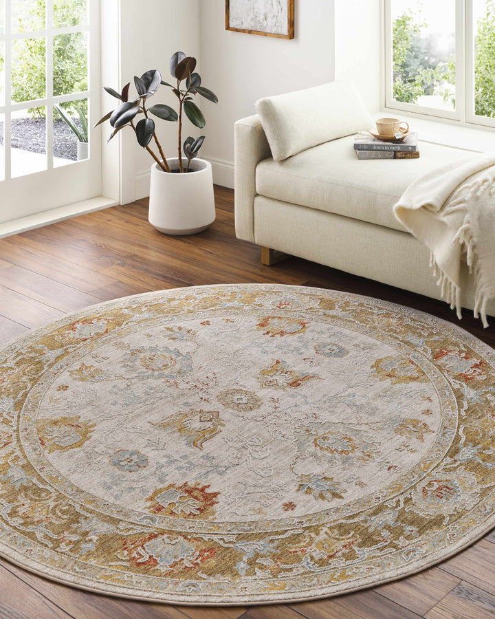 Elloree Traditional Style Ivory And Brown Area Rug