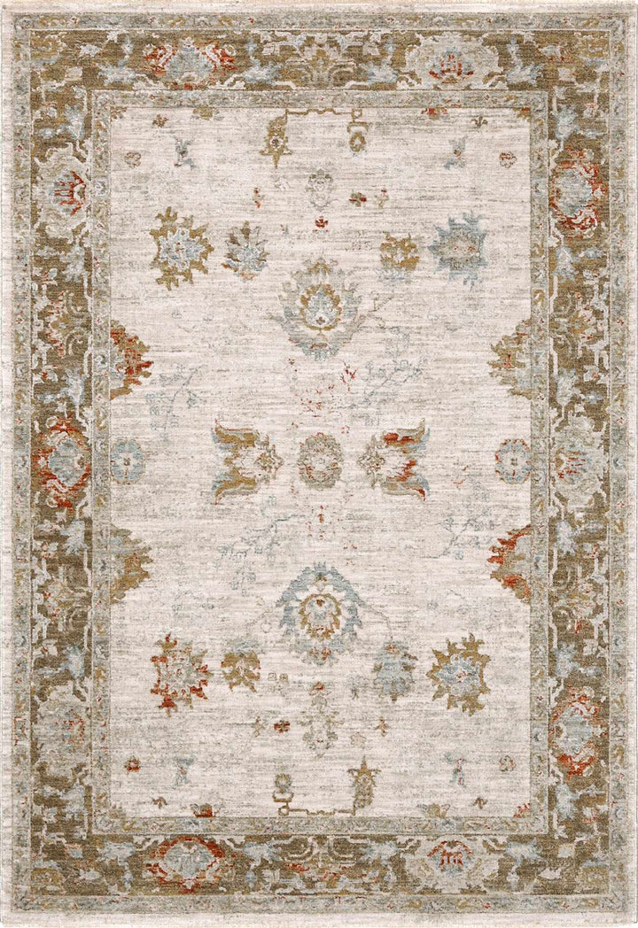 Elloree Traditional Style Ivory And Brown Area Rug