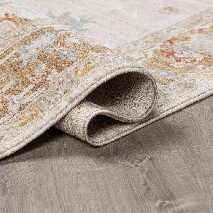 Elloree Traditional Style Ivory And Brown Area Rug