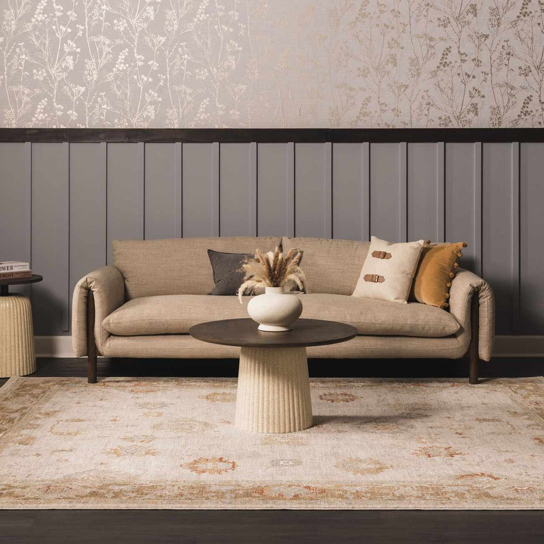 Elloree Traditional Style Ivory And Brown Area Rug