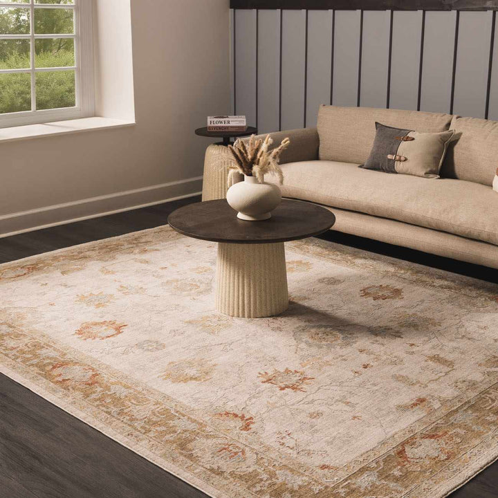 Elloree Traditional Style Ivory And Brown Area Rug