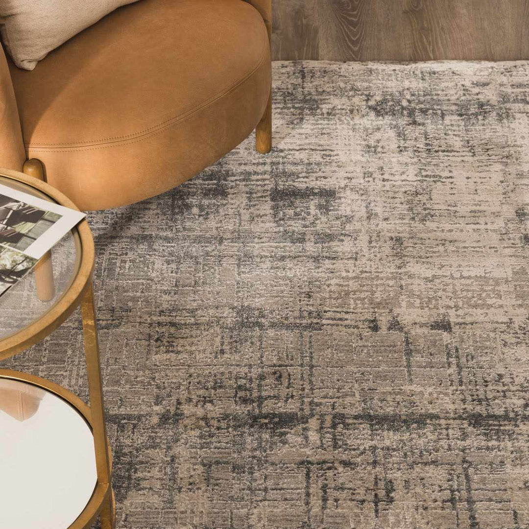Contemporary Abstract Gray Machine Woven Rug