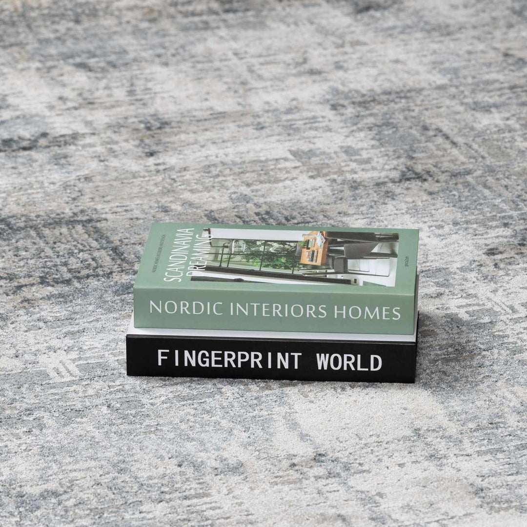 Contemporary Abstract Gray Machine Woven Rug