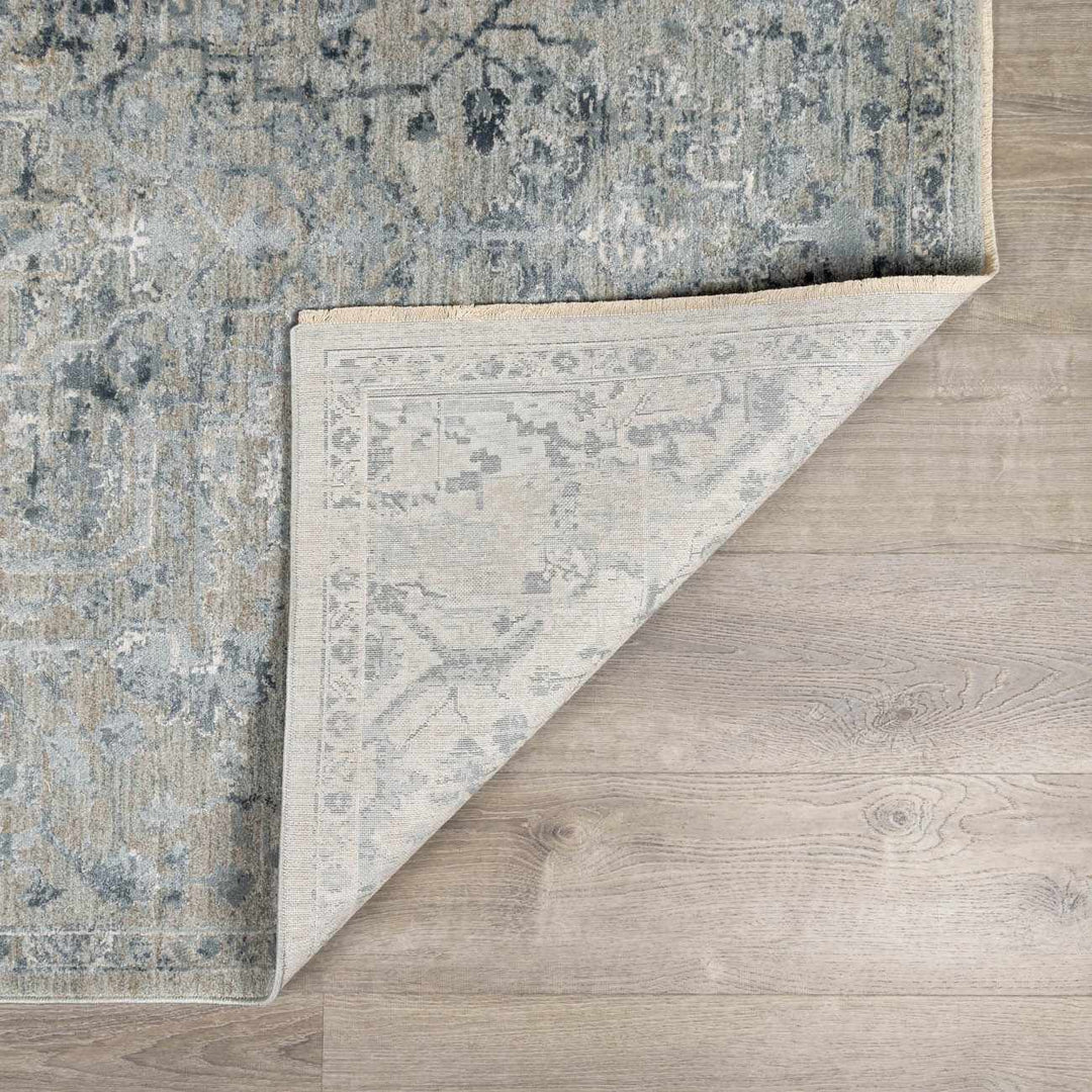 Embsay Traditional Medallion Design Gray And Blue Area Rug