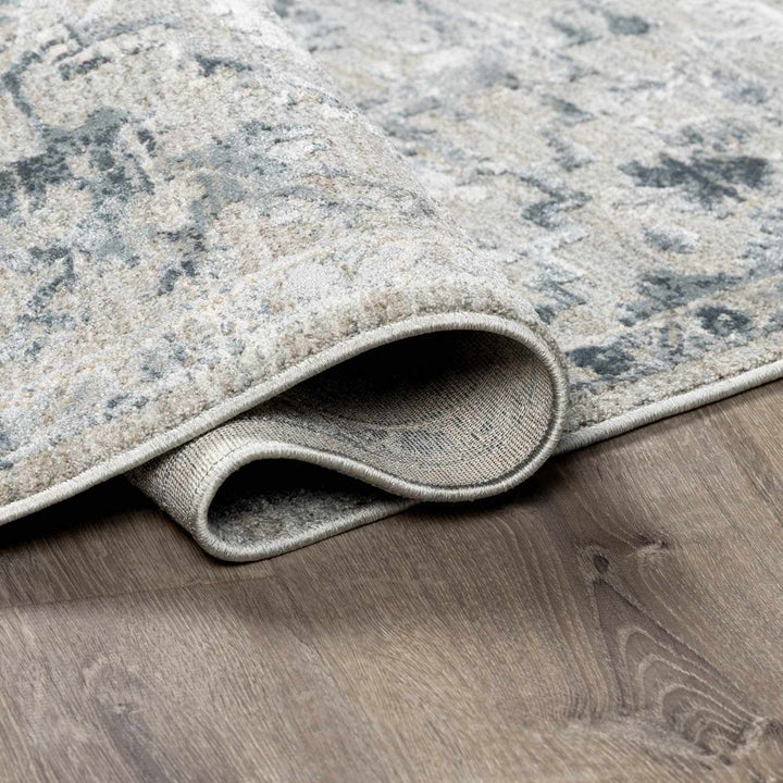 Embsay Traditional Medallion Design Gray And Blue Area Rug