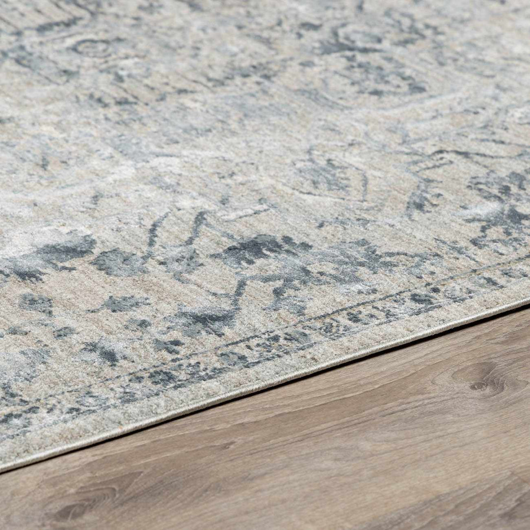 Embsay Traditional Medallion Design Gray And Blue Area Rug