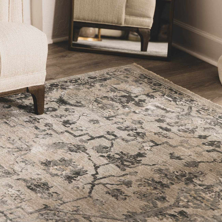 Embsay Traditional Medallion Design Gray And Blue Area Rug