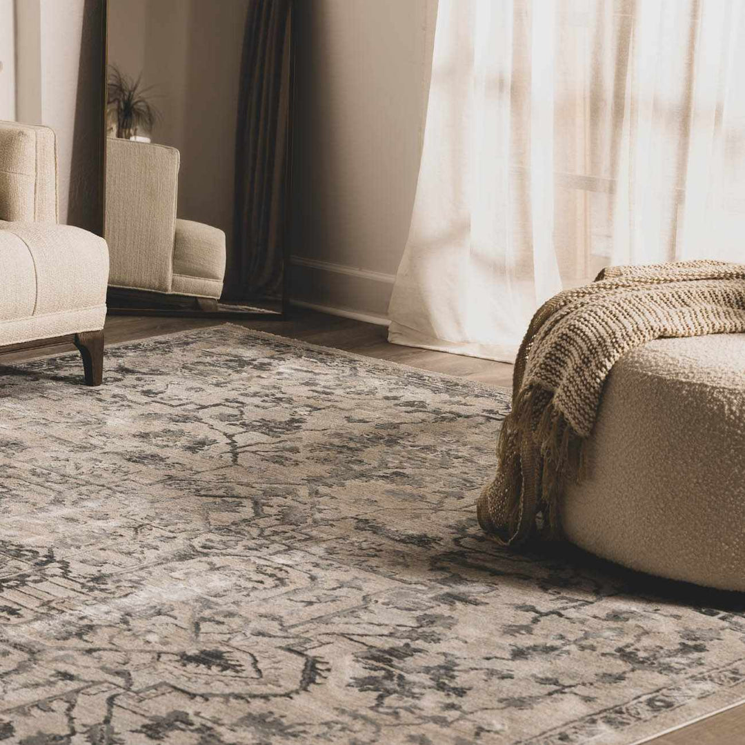 Embsay Traditional Medallion Design Gray And Blue Area Rug