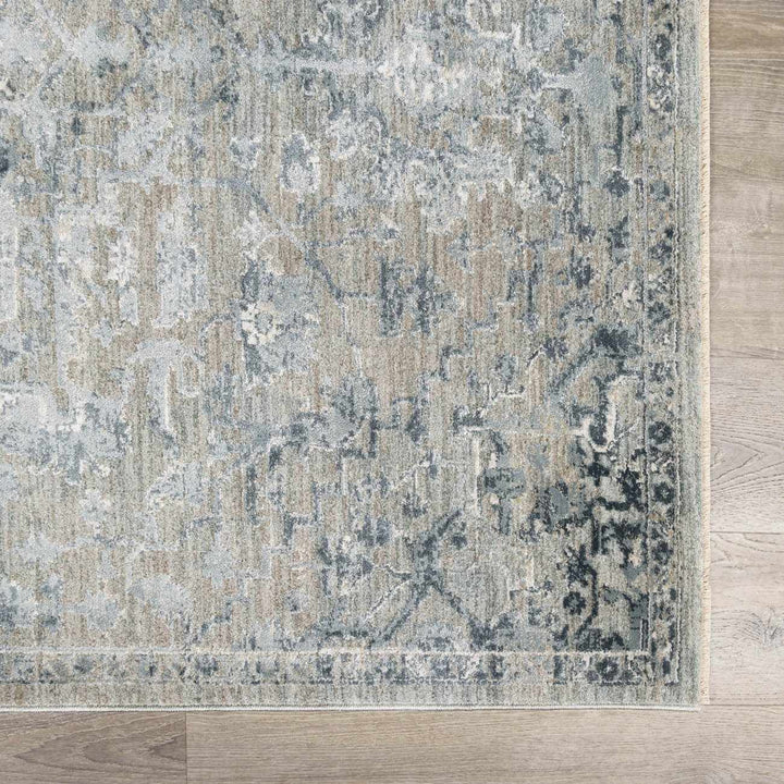 Embsay Traditional Medallion Design Gray And Blue Area Rug