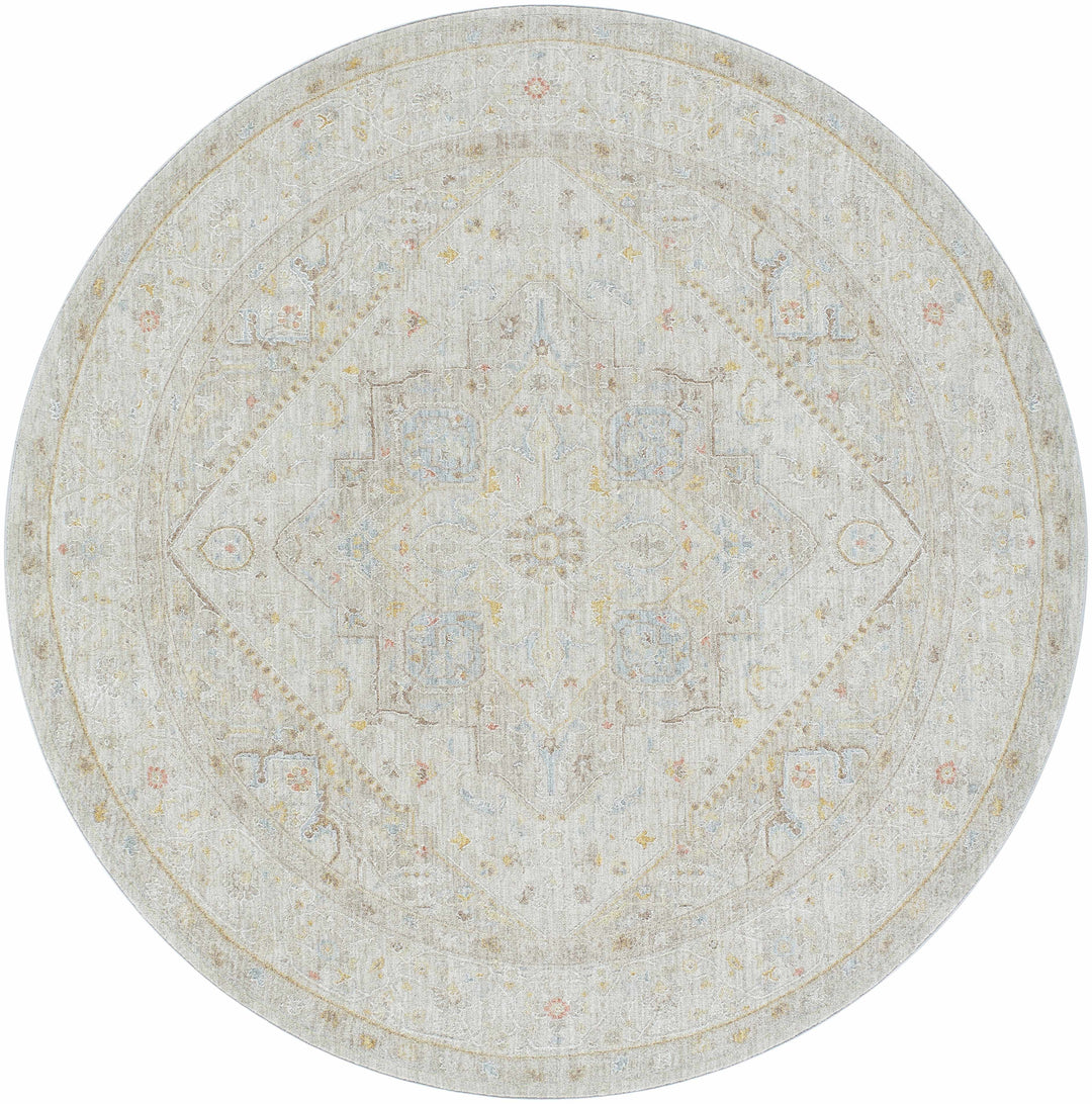 Engin Traditional Medallion Design Gray Area Rug