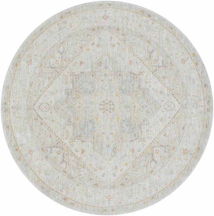Engin Traditional Medallion Design Gray Area Rug