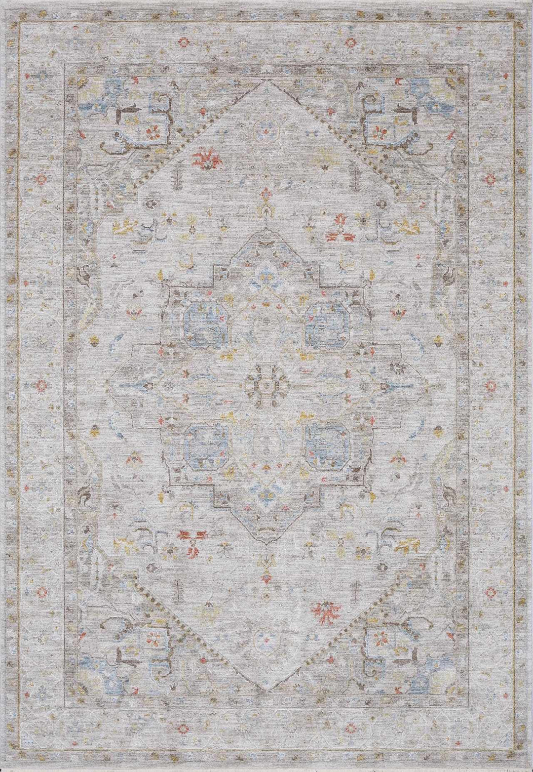 Engin Traditional Medallion Design Gray Area Rug