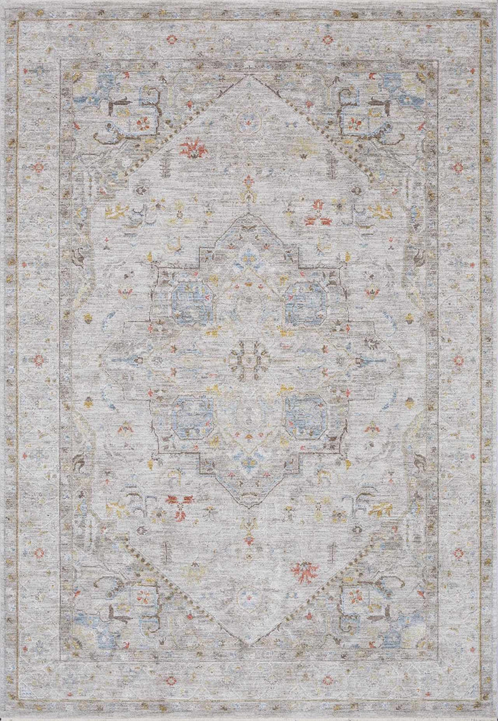 Engin Traditional Medallion Design Gray Area Rug