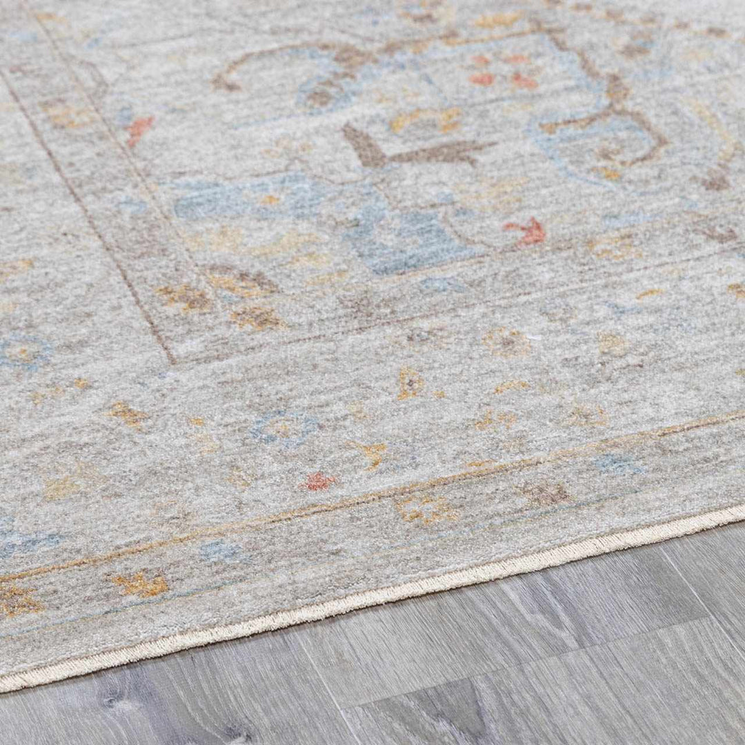Engin Traditional Medallion Design Gray Area Rug