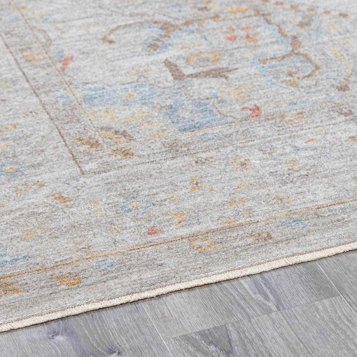 Engin Traditional Medallion Design Gray Area Rug