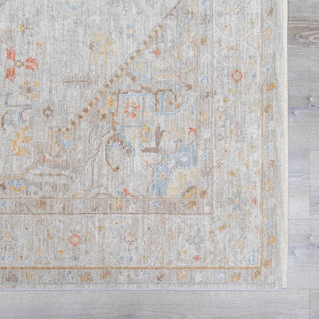 Engin Traditional Medallion Design Gray Area Rug
