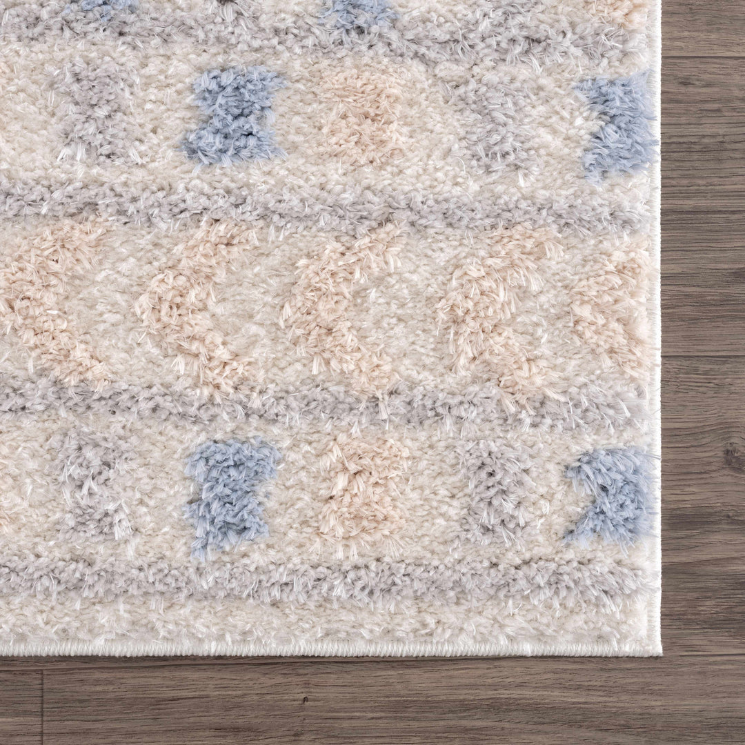 Eivin Modern Geometrical Design Beige And Blue Area Rug