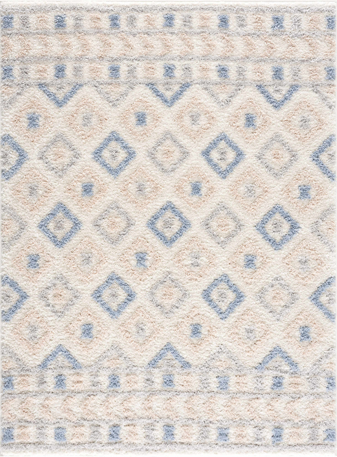 Eivin Modern Geometrical Design Beige And Blue Area Rug