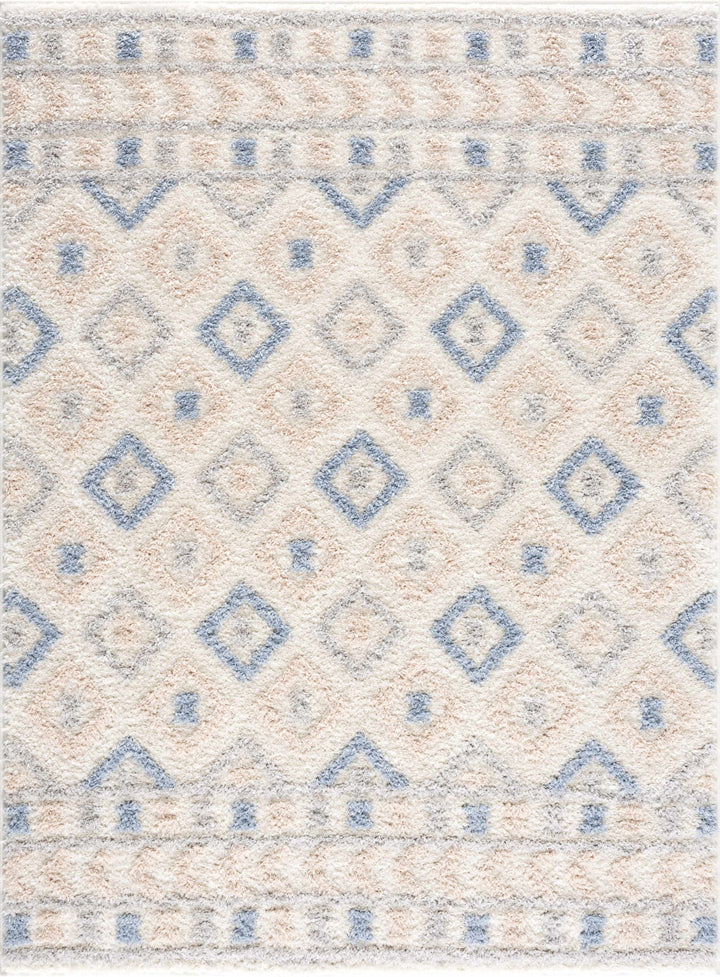 Eivin Modern Geometrical Design Beige And Blue Area Rug