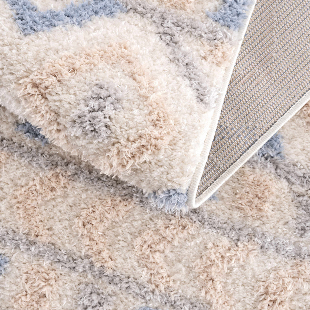 Eivin Modern Geometrical Design Beige And Blue Area Rug
