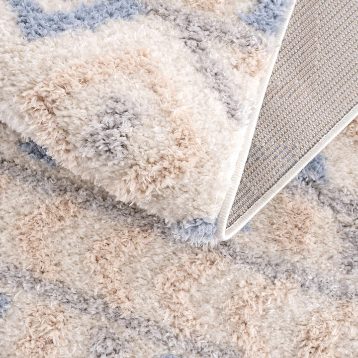 Eivin Modern Geometrical Design Beige And Blue Area Rug